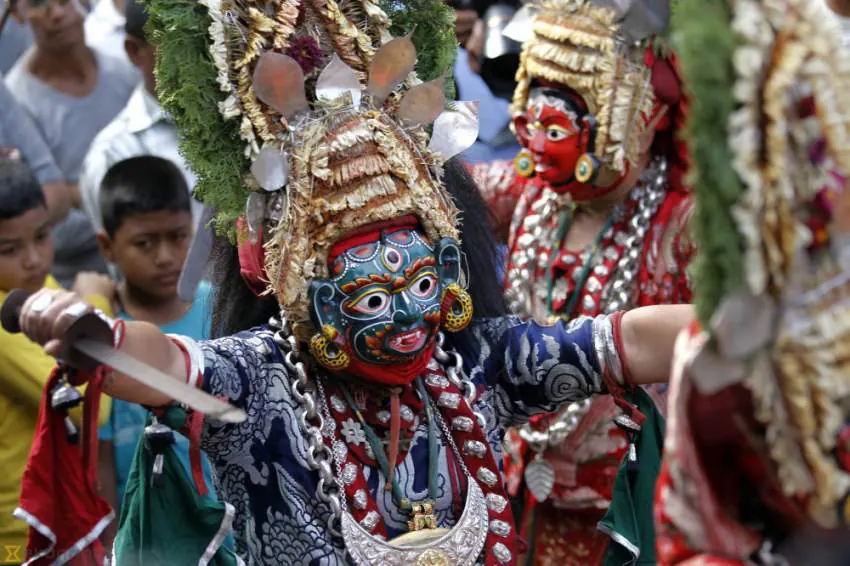 A masked dancer at the Indra Jatra festival, Kathmandu